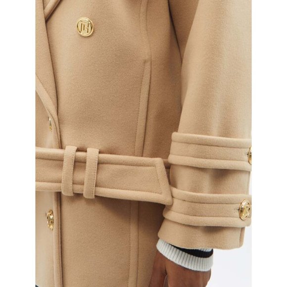 NWT size 10 Balmain Double breasted Wool Cashmere blend Felt Pea Coat in… - Picture 12 of 16